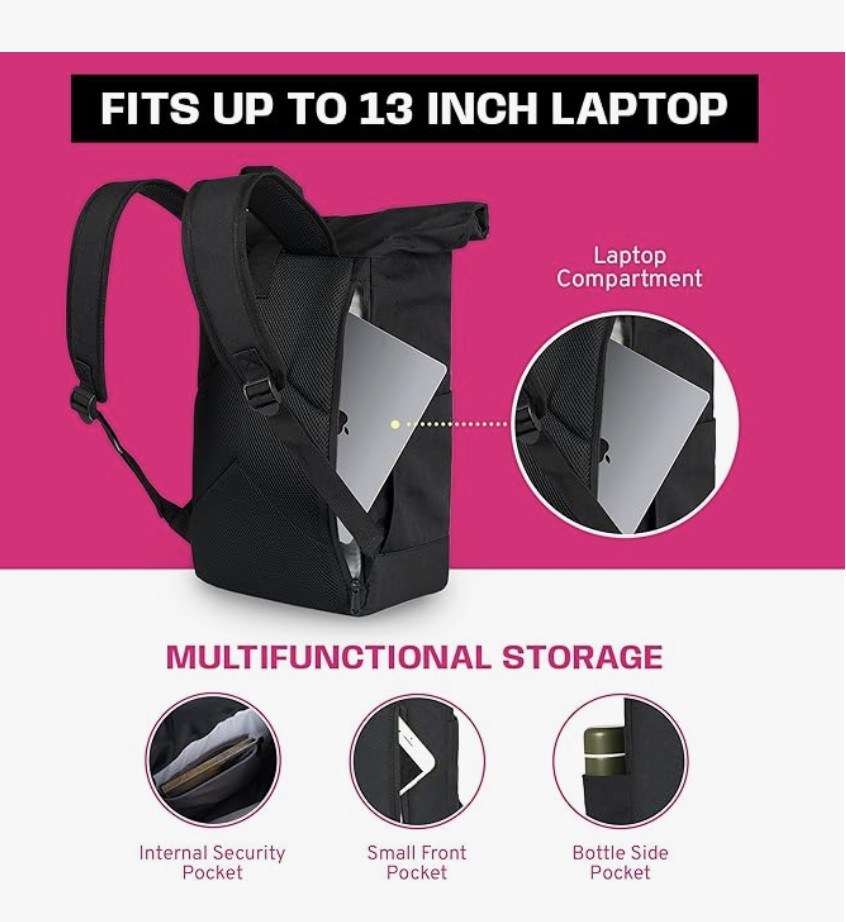 Fits up to a 13-inch laptop with multifunctional storage