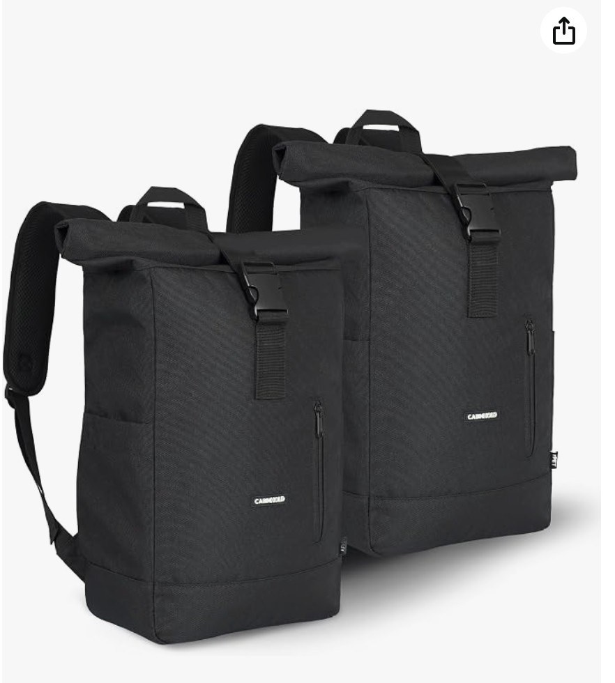 The Rolltop travel backpack in black